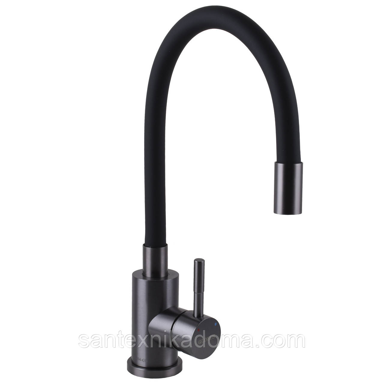 Змішувач на кухню Globus Lux ALPEN SBT1-203SB-GP нержавіюча сталь чорний гофровилив