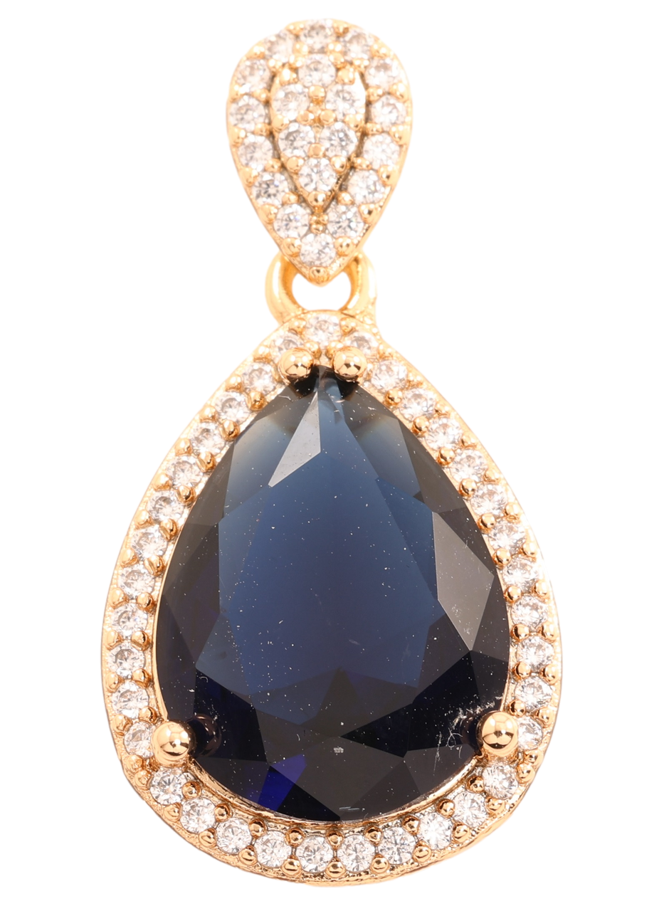 Кулон Xuping Позолота 18K «Синя кришталева крапелька в обрамленні цирконію» для ланцюжка до 4мм