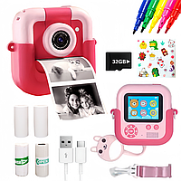 Милий фотоапарат з моментальним фото відеокамера для дітей фотик з друком та іграми