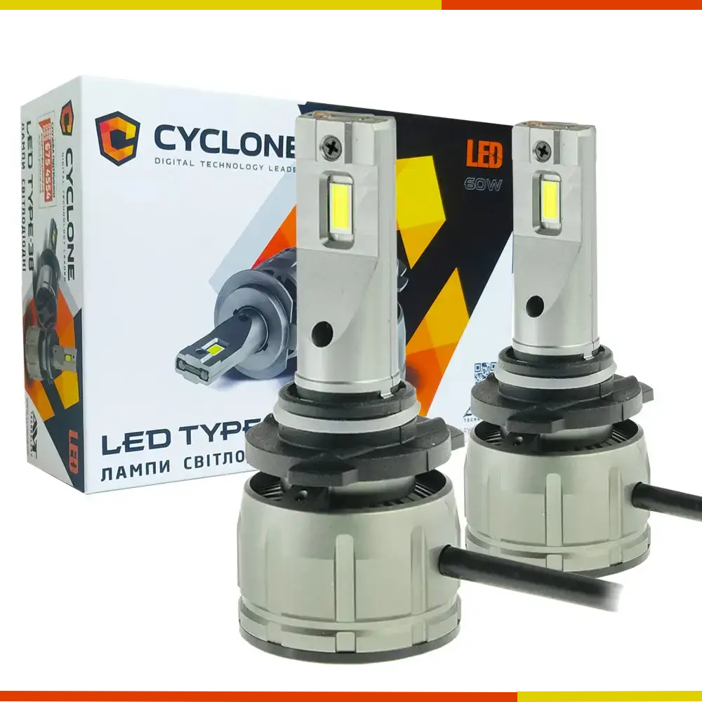 Світлодіодні LED-лампи для авто HB3 12 V Type 38 6000 K 14000L CYCLONE з обманкою