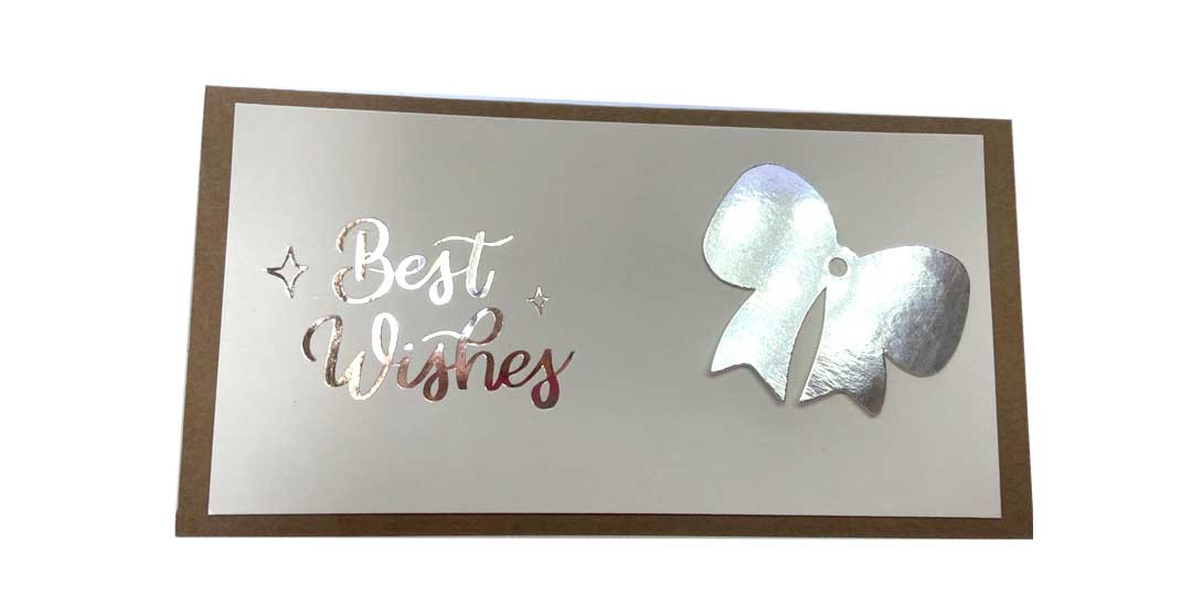 Конверт для грошей ручної роботи "Best Wishes" срібло