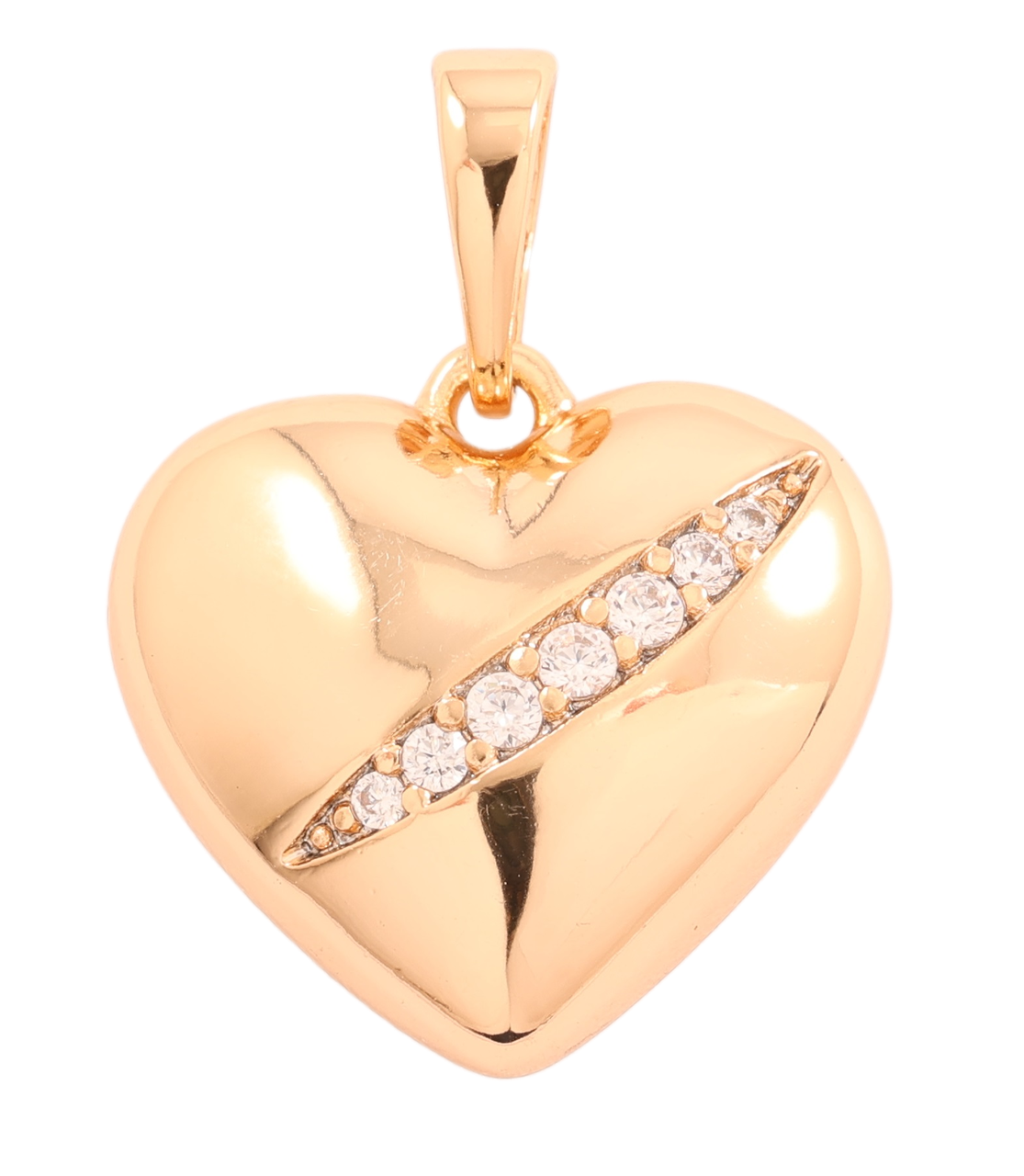 Кулон Xuping Позолота 18K «Сердечко з доріжкою цирконію» для ланцюжка до 5мм