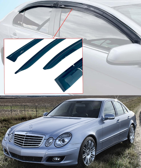 Дефлектори вікон вітровики для Mercedes E-klasse W-211 седан 2002-2009 (скотч) AV-Tuning, фото 1