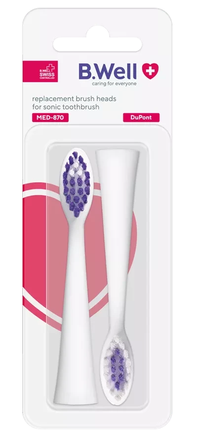 Змінні насадки 2 штуки білі для електричної зубної щітки Med-870 B.Well, фото 1
