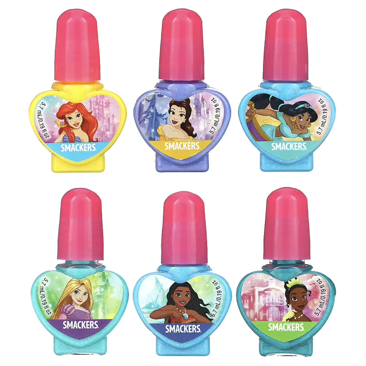 Lip Smacker, Disney Princess, колекція лаків для нігтів, 6 упаковок по 5,7 мл