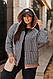 Жіноча модна демісезонна куртка вельветовий бомбер стильна сорочка в клітинку вовна великі розміри батал, фото 6