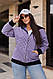 Жіноча модна демісезонна куртка вельветовий бомбер стильна сорочка в клітинку вовна великі розміри батал, фото 9