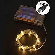 LED-гірлянда 5м +usb (освітлення) для лялькового будиночка NestWood, тепле світло, 2в1 на батарейках + usb, фото 2