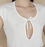 Сорочка з вирізом на грудях на зав'язках бавовняна сорочка на роді в родзал для вагітних для годування, фото 2