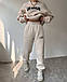 Жіночий базовий теплий спортивний костюм Los Angeles батник і прямі штани тринитка на флісі OS, фото 5