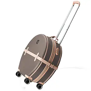Кругла дорожня валіза Semi Line T5673-3 (S), 49 л (Brown/Pink Cream)