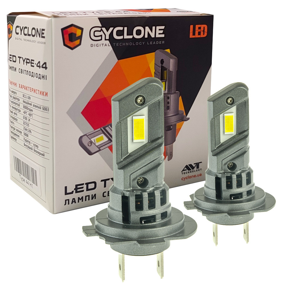 Лампа світлодіодна для фар CYCLONE LED H7 5000K 6700LM TYPE 44 2 шт комплект