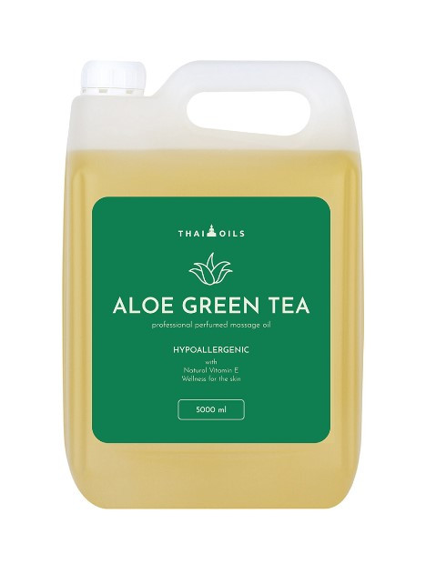 Масажна олія для тіла зволожувальна Thai Oils Aloe green tea 5000 ml Олія для масажу з алое та зеленим чаєм