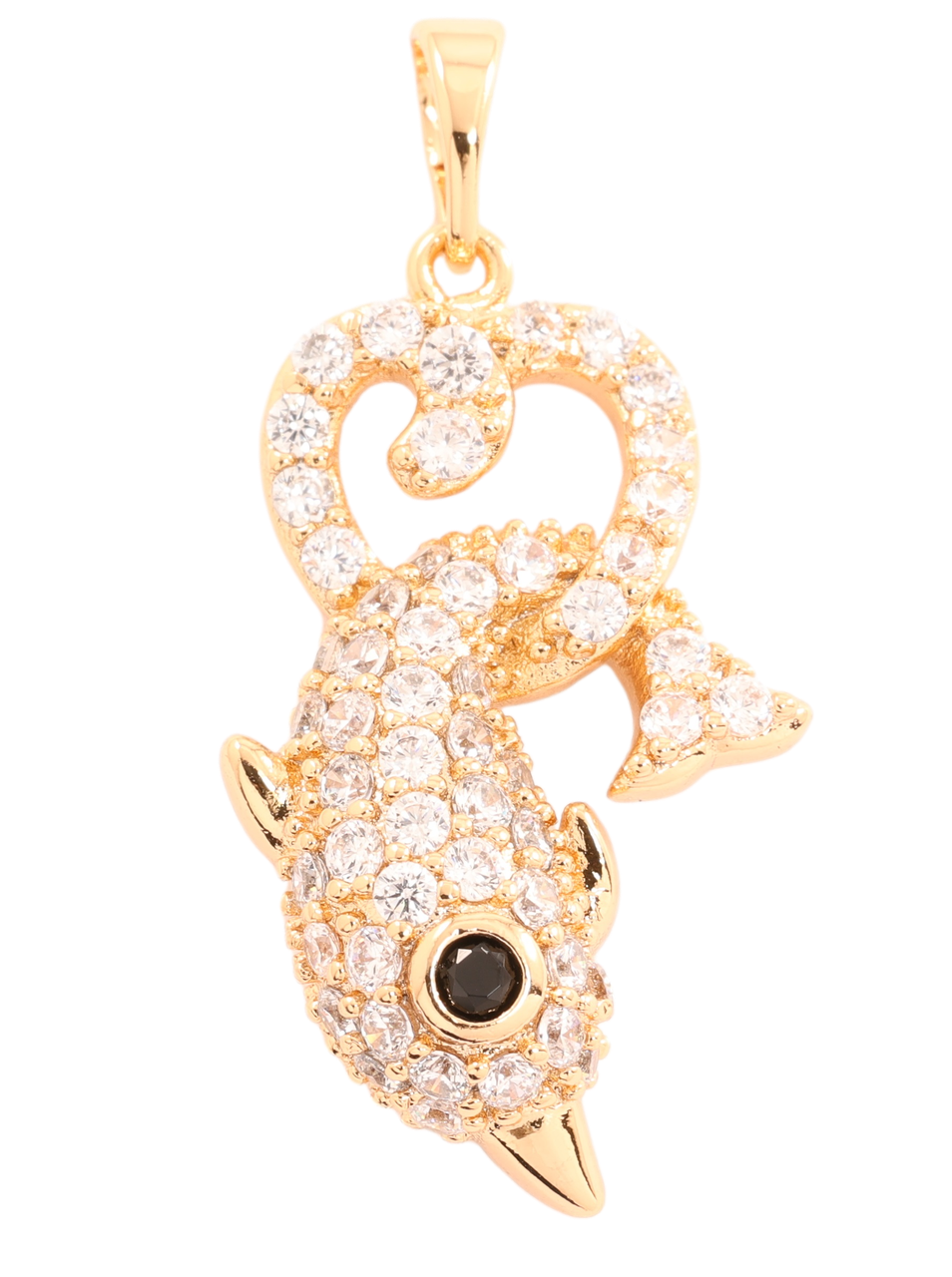 Кулон Xuping Позолота 18K «Дельфін у сердечку з інкрустацією цирконієм» для ланцюжка до 5мм