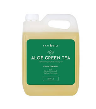 Олія для масажу зволожувальна професійна Thai Oils Aloe green tea 3000 ml Масажна олія з алое