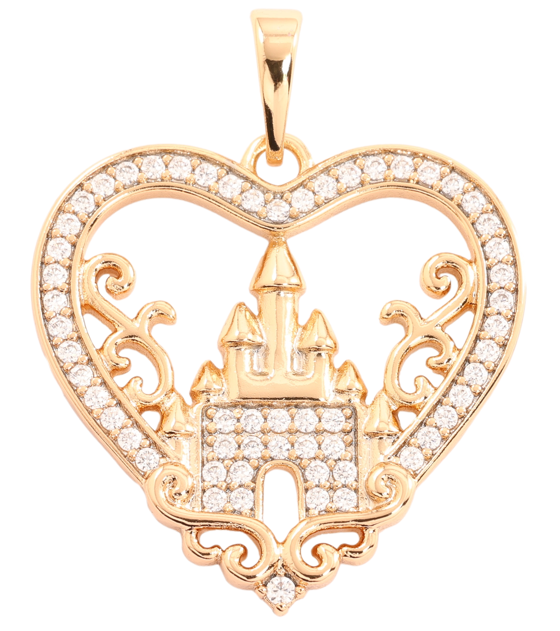 Кулон Xuping Позолота 18K «Казковий замок у сердечку з цирконієм» для ланцюжка до 6мм