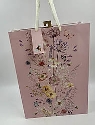 Пакет подарунковий паперовий "Польові квіти" 12 шт/уп, ціна за 1 уп.   (Розмір 33 * 45 * 10)