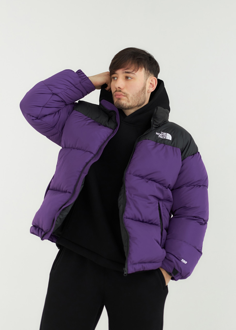 Пуховик The North Face зимовий чоловічий чорний з фіолетовим розмір S, M, L