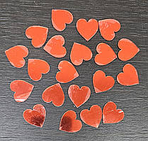 Набір 20 шт міні-декору -  акрилові дзеркальні маленькі наклейки-серця (червоний)