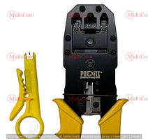 12-02-032PF. Інструмент обтискний для роз'ємів 4р4с; 6р4с (RJ-11); 8p8c (RJ-45) + зачистка, ProFix