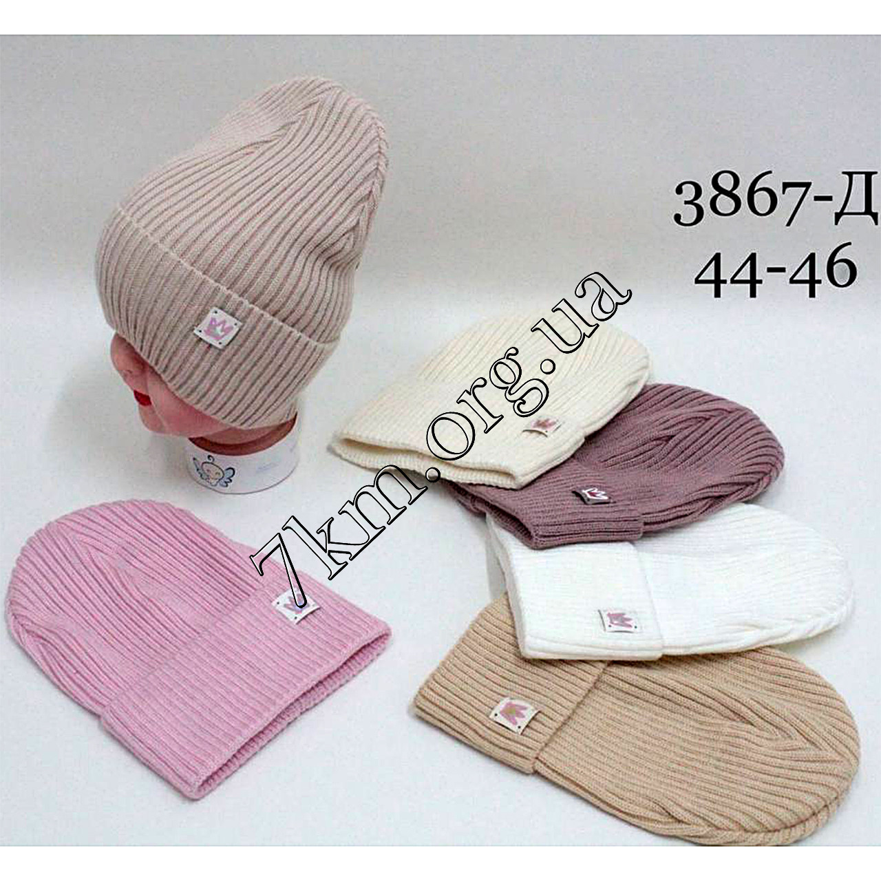 Шапка дитяча Оптом для дівчаток 44-46 рр. "Корона" 3867-Д, фото 1