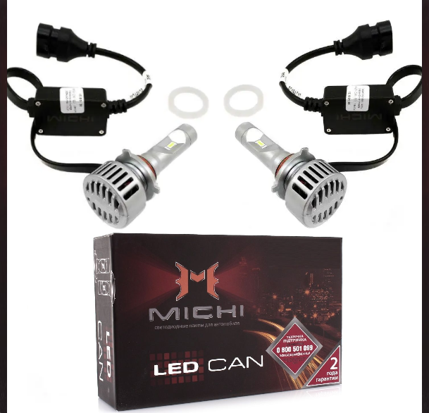 Світлодіодні LED-лампи для авто HB3/HB4 12 V-24 V MICHI Can 5500 K 5300L з обманкою