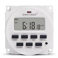 Таймер тижневий Sinotimer TM618N-4, програмований, 16 А, 12 V, 60х60х30 мм