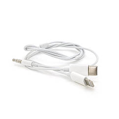 DR Кабель-переходник JH-CM32 Jack 3.5mm(M) => Lighting(M)+Type-C(M), 1м, White, Box