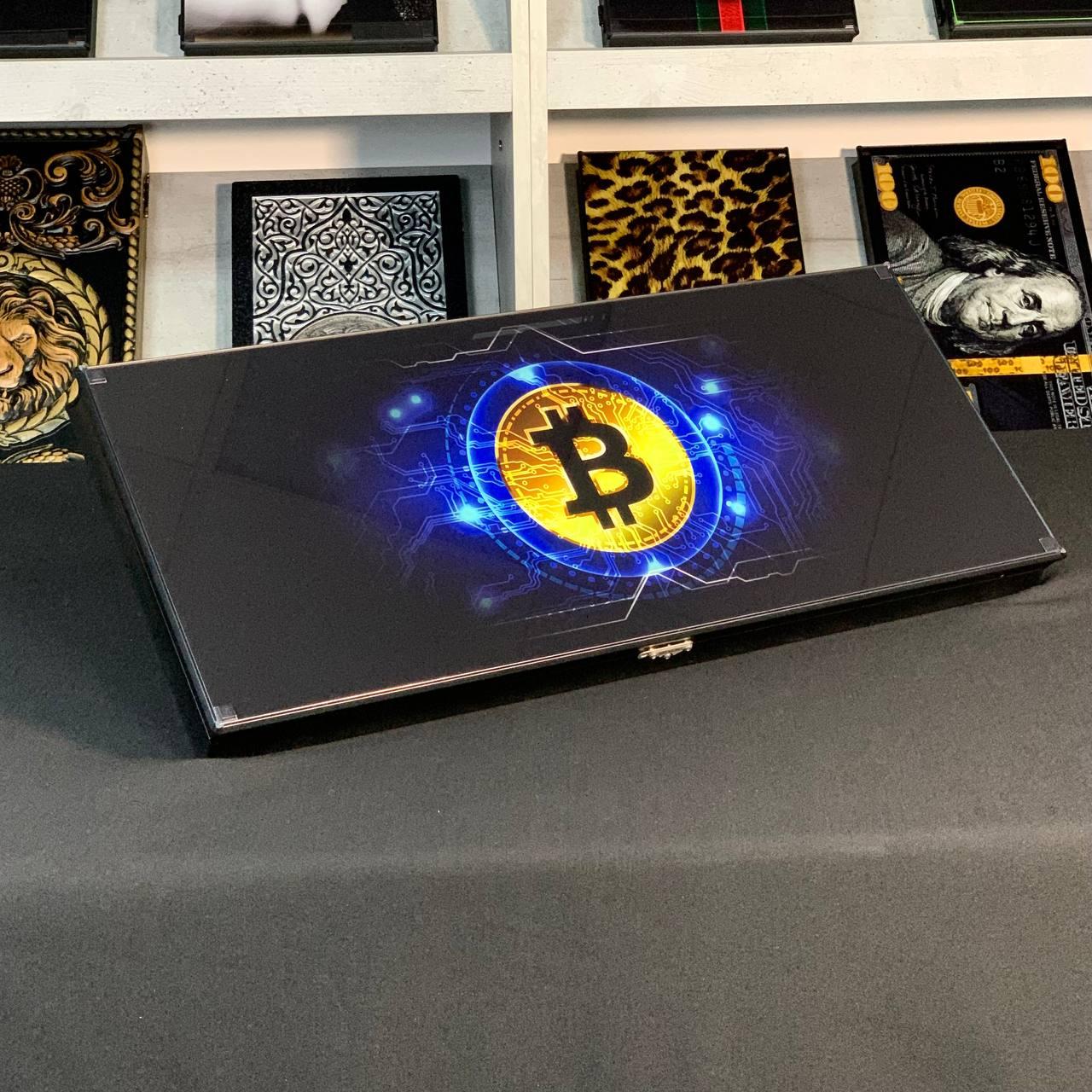 Нарди зі скла, BITCOIN, 61×27×5 см, арт. 250103