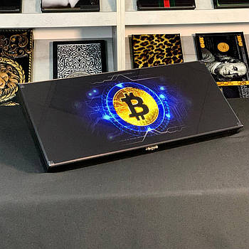 Нарди зі скла BITCOIN 61×27×5см персоналізовані довгі та короткі нарди