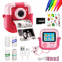Миттєвий фотоапарат з моментальним фото термо відеокамера для дітей з іграми та картою пам'яті