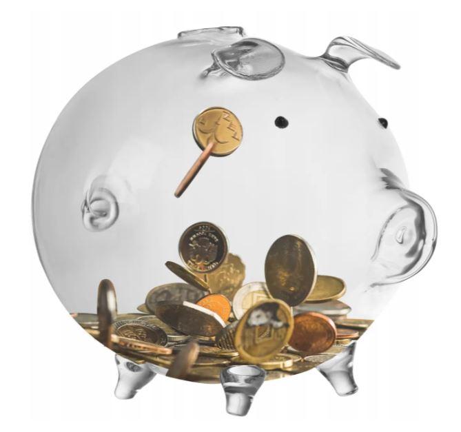 Скляна скарбничка для монет і банкнот у формі свині Ruhhy (22588), фото 1