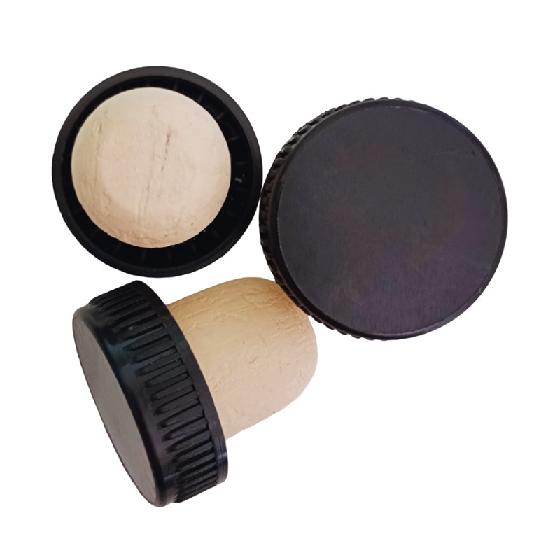 Корок корковий із чорним ковпачком 27x19.5/29x9 мм, фото 1