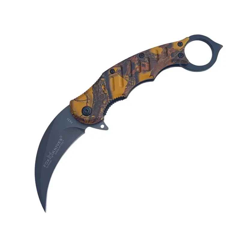 Ніж розкладний кіготь Fox Knives M43 з кліпсою 20см Brown (7_01082)