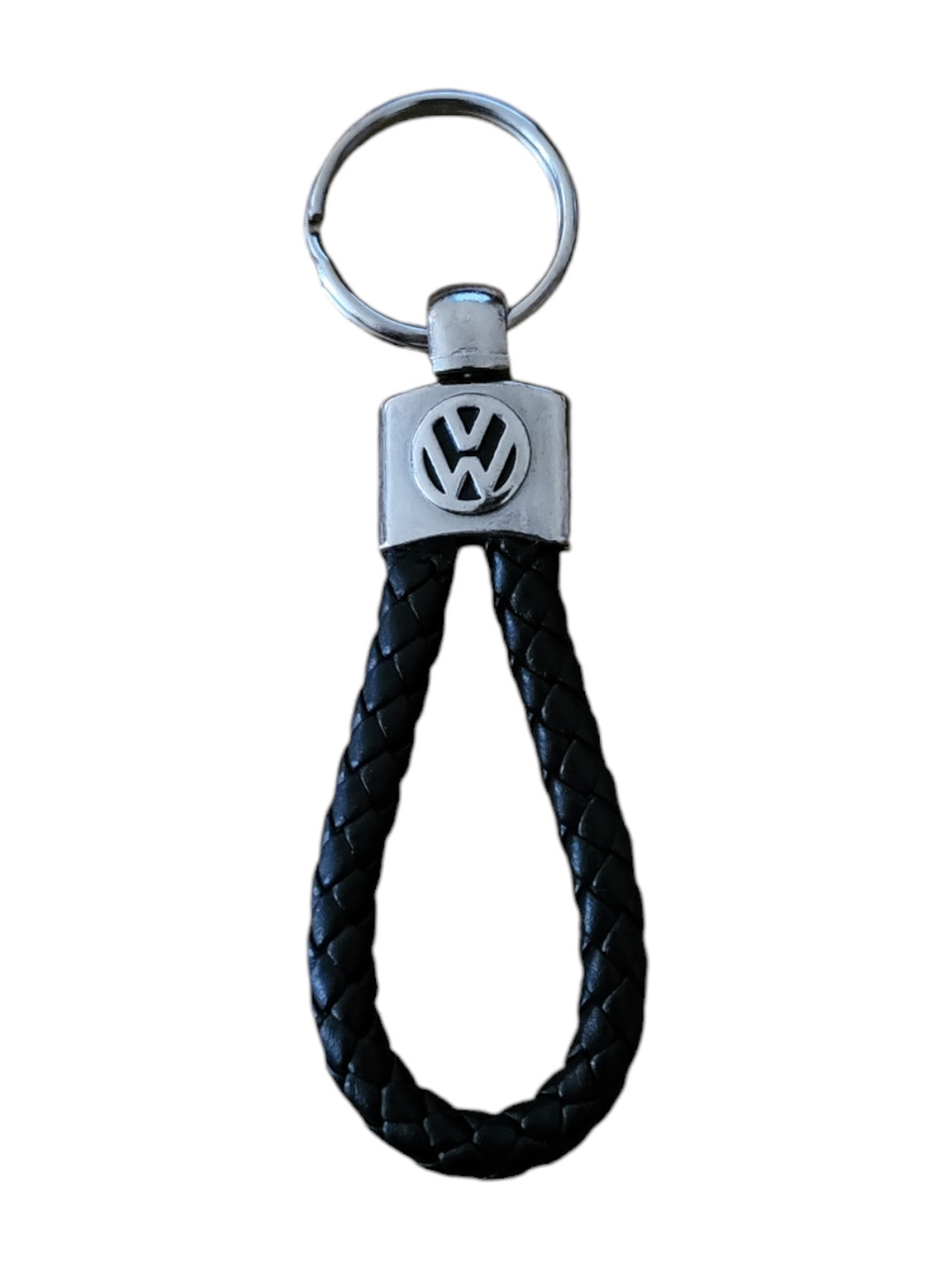 Брелок автомобільний для ключів фольксваген Volkswagen плетений екошкіра чорний