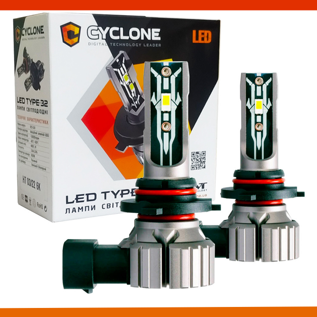 Світлодіодні LED-лампи для авто HB4 12 V Type 32 6000 K 4800L CYCLONE