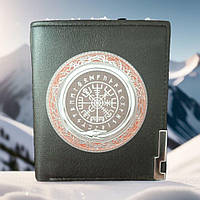 Кошелек со скандинавской символикой "Вегвизир и Йормунганд на коричневом фоне"