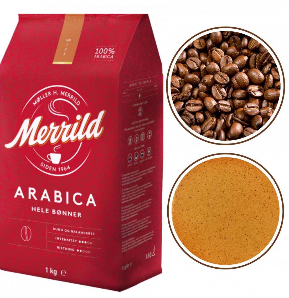 Кофе в зернах Lavazza Merrild Arabica 100% 1кг купить онлайн с доставкой