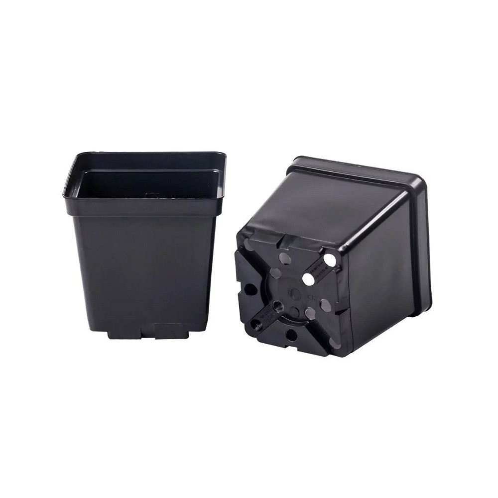 Контейнер-горщик 0,5 л, чорний, 9 x 9,5 см, Польща, квадратний для вирощування рослин