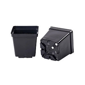 Контейнер-горщик 0,5 л, чорний, 9 x 9,5 см, Польща, квадратний для вирощування рослин