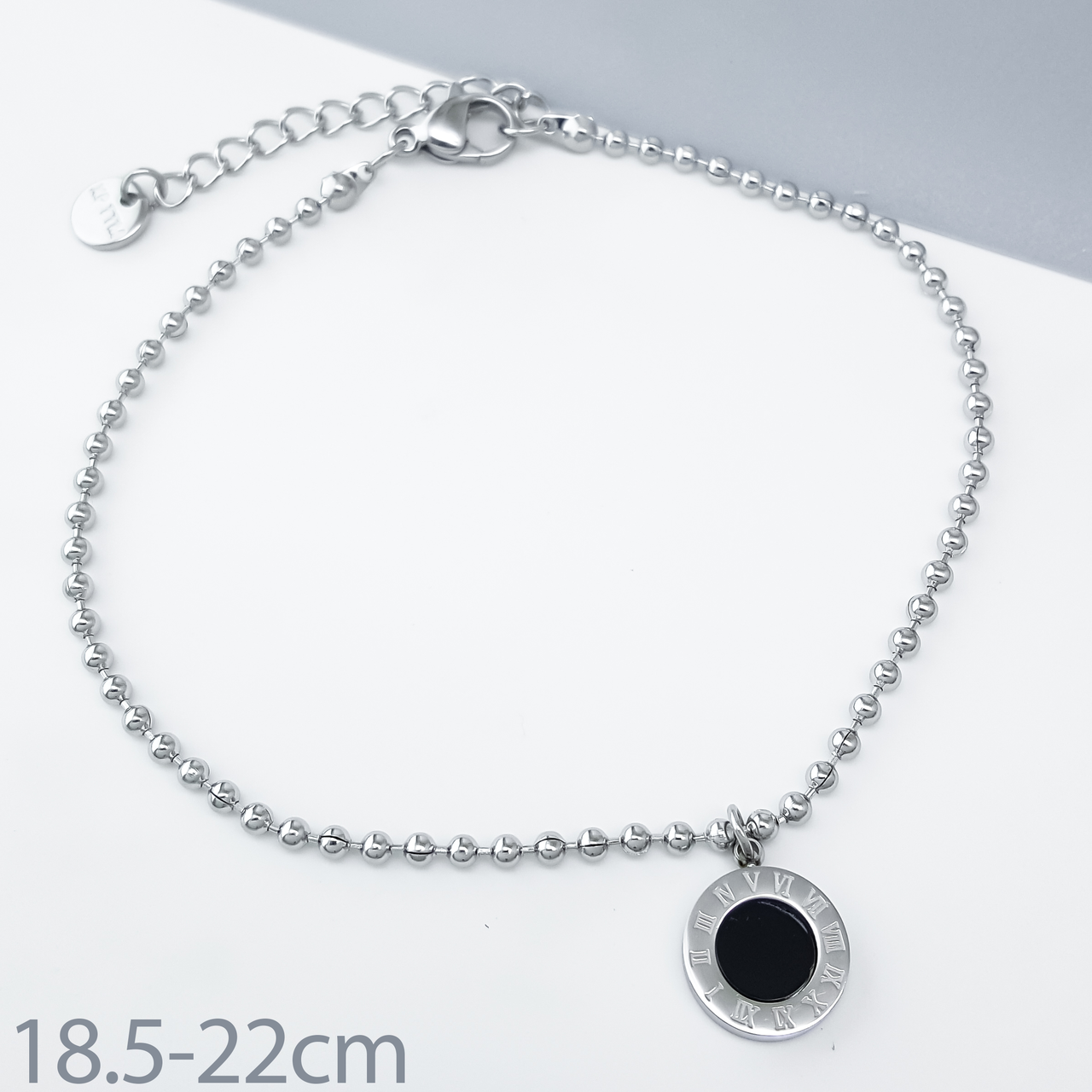 Браслет "Класика" із чорною вставкою, р.18,5-22; медичне золото Xuping, stainless steel, родій