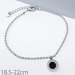 Браслет "Класика" із чорною вставкою, р.18,5-22; медичне золото Xuping, stainless steel, родій