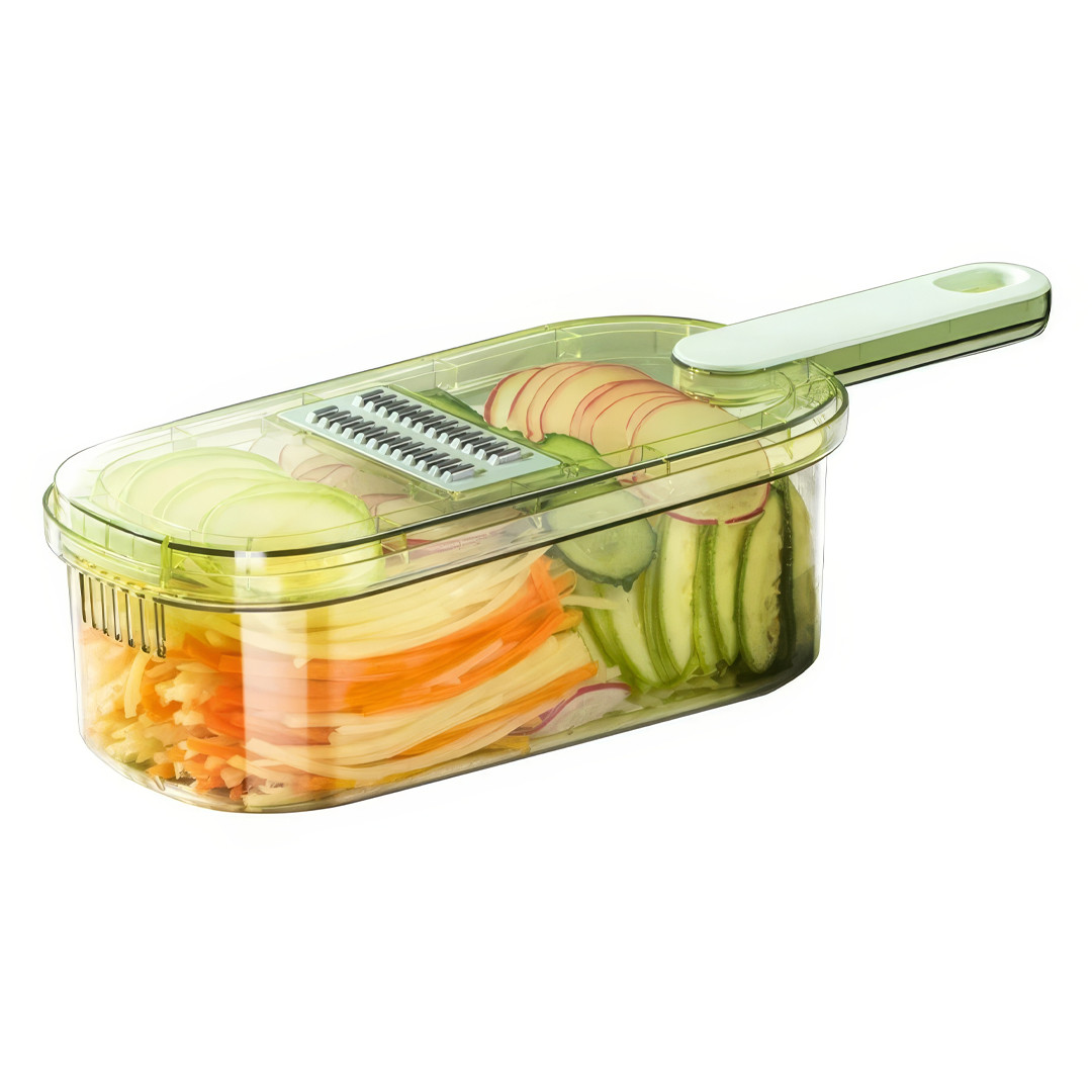 Терка - овочерізка 4в1 Nicer Slicer 223-2 слайсер для нарізки овочів і фруктів з контейнером (Green)-LВR