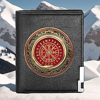 Кошелек со скандинавской символикой "Вегвизир и Йормунганд на красном фоне"