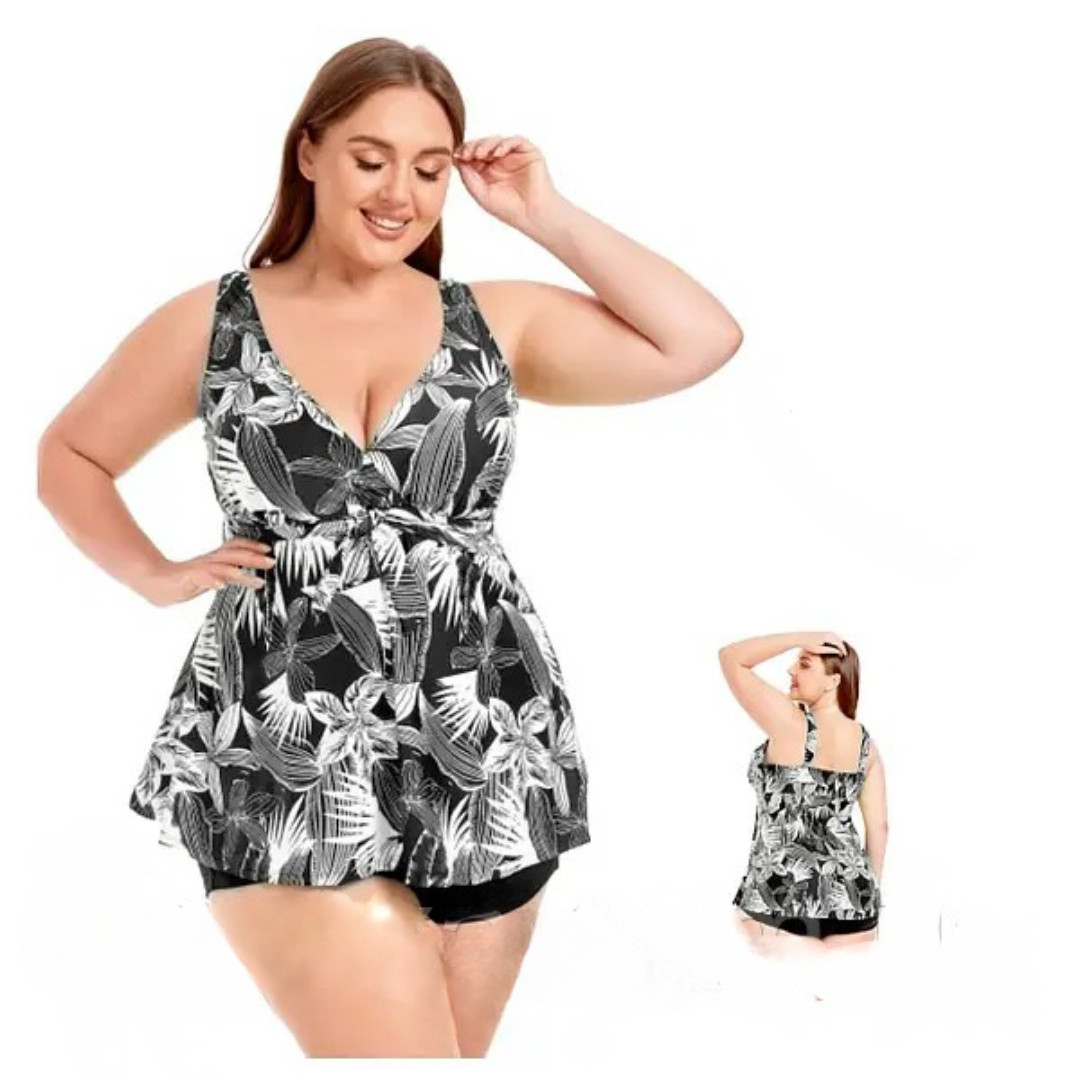 Танкини 2025 с шортами 72103 Миледи  Fuba черный с белым (В НАЛИЧИИ ТОЛЬКО 50 52 54 56 58 УКР р-ры)