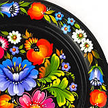 Тарілка декоративна Петриківський розпис ЯСКРАВИЙ БУКЕТ ручної роботи з дерева 20 см Український сувенір, фото 7