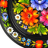 Тарілка декоративна Петриківський розпис ЯСКРАВИЙ БУКЕТ ручної роботи з дерева 20 см Український сувенір, фото 8
