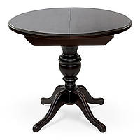 Розкладний дерев'яний обідній кухонний круглий стіл 90 см для кухні в класичному стилі Гермес венге