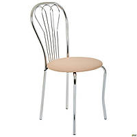 Стілець Ванесса хром Шкірзам бежевий