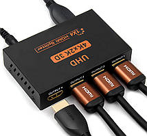 Портативний розгалужувач HDMI 4К на 4 порти Addap HVS-02, чотири-спрямований відео спліттер